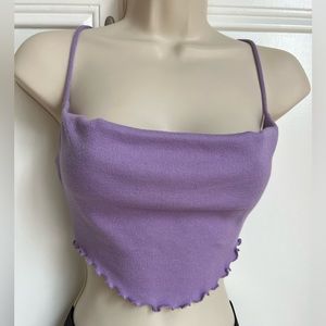 Urban Outfitters Lavender Lettuce trim Ribbed Cami, Cowl neck.Size XS.
